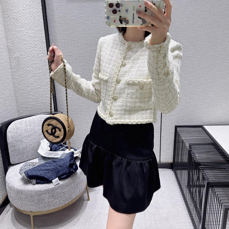 BW61257 Chanel-style coat, Korean-style fashionable socialite girl, gradient contrasting color woven coarse tweed short cardigan, autumn pic 12