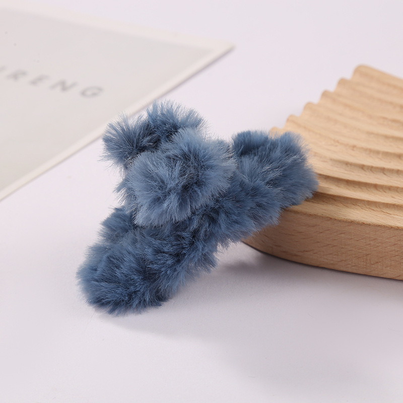 ins popular shark clip autumn and winter plush semi-tied hair clip, sweet and fluffy mini shark clip hair accessory wholesale pic 13