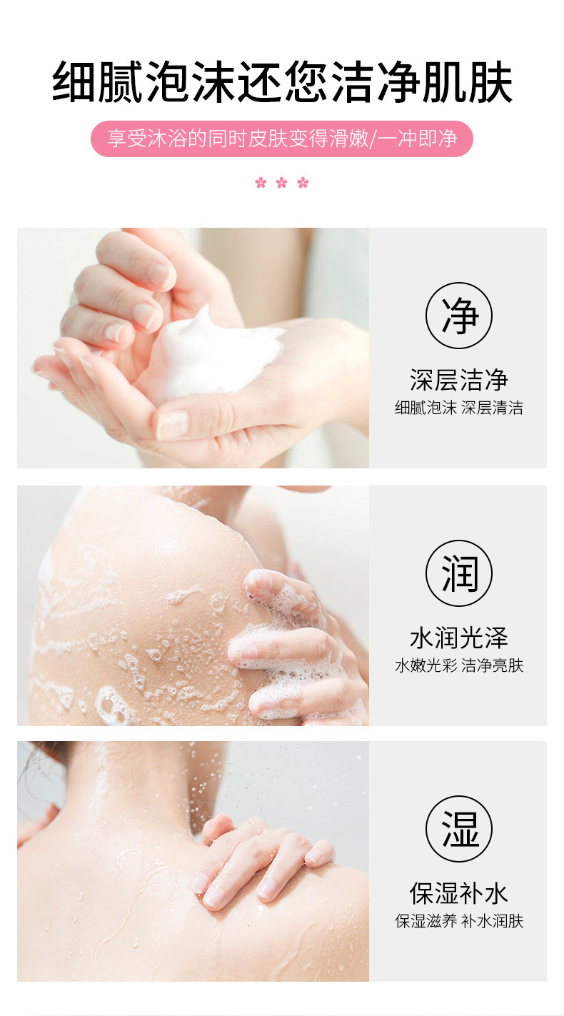 烟酰胺花瓣沐浴露 清爽留香滋润保湿香水沐浴液深层清洁男女持久详情3