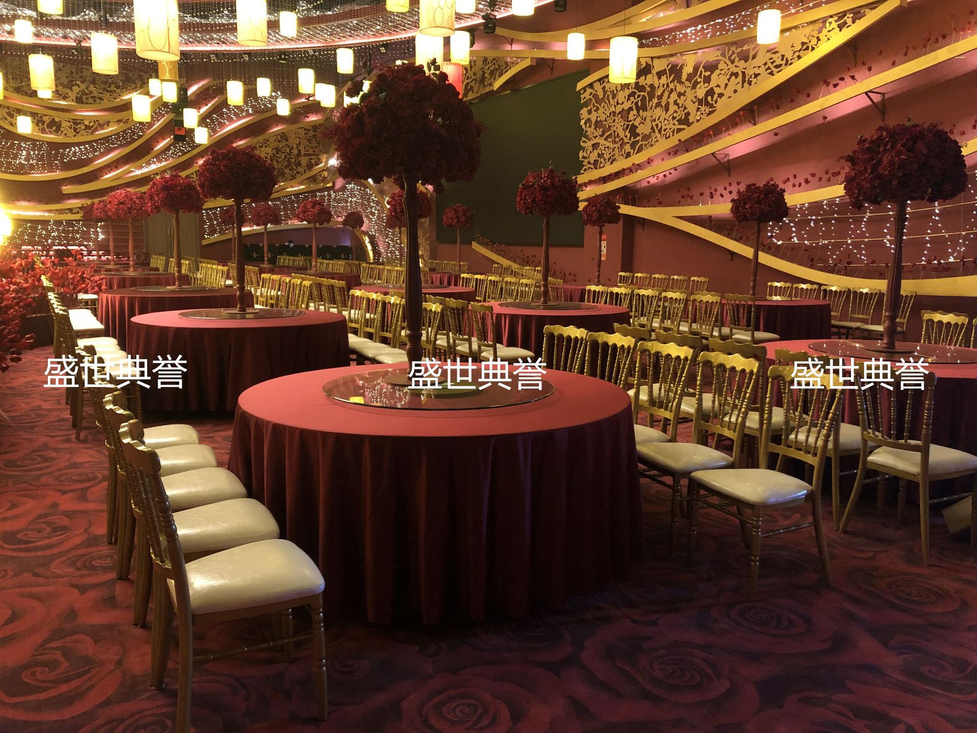Ningbo star hotel banquet hall dining tables and chairs, banquet center catering furniture, theme wedding bamboo joint chairs, castle chairs pic 4