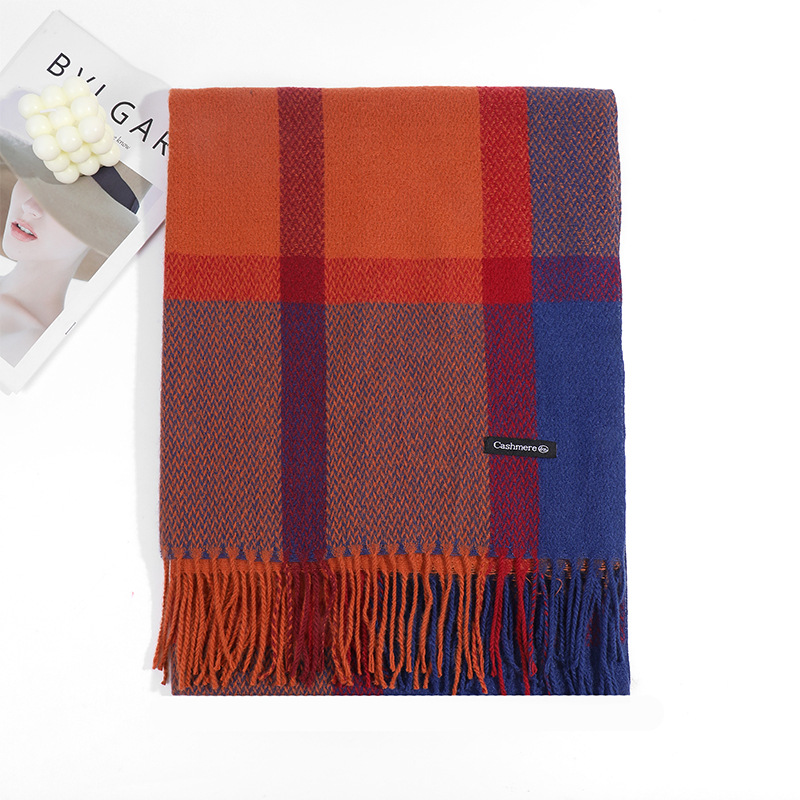 格子秋冬季围脖女韩系2023围巾披肩女新款简约加厚保暖仿羊绒围巾详情21