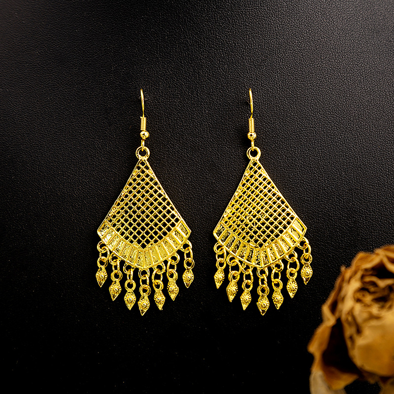 Ethnic-style peacock earrings, golden bell tassel earrings, Bohemian leaf pendants, scenic area earrings wholesale pic 11