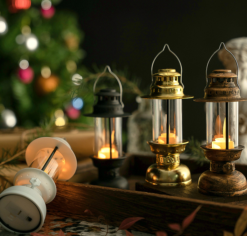 Christmas retro glowing electronic candles, swaying wind lanterns, table ornaments, Halloween oil lanterns, scene decoration and arrangement pic 7