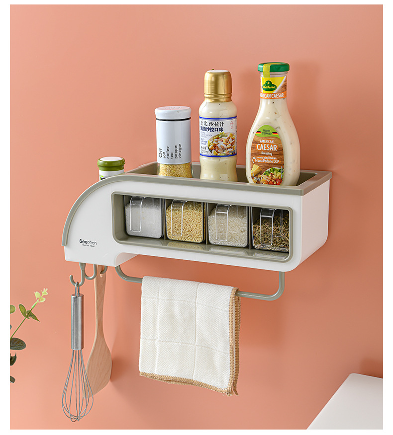 Factory direct sales of creative functional bullet train seasoning boxes, kitchen storage racks, seasoning jars and bottles storage racks, and flavor boxes in different styles pic 15