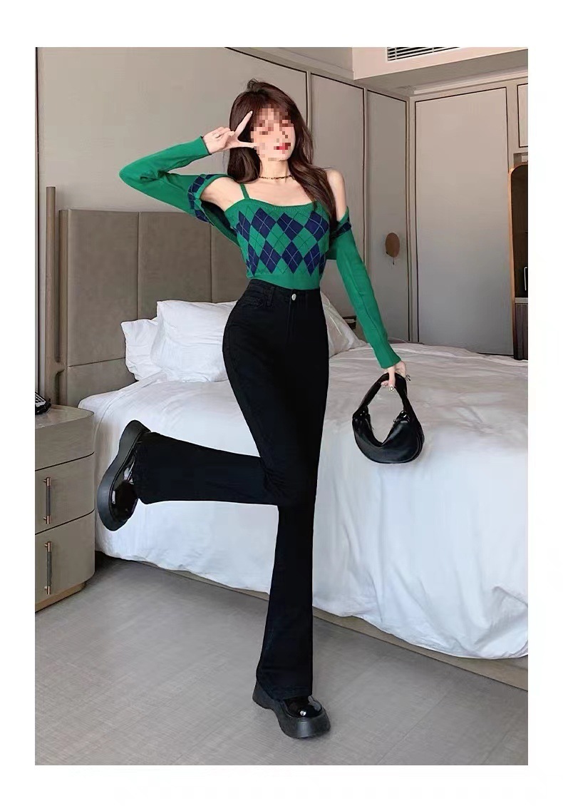 微喇牛仔裤女秋冬季2024年新款高腰显瘦小个子喇叭裤子女九分弹性详情18