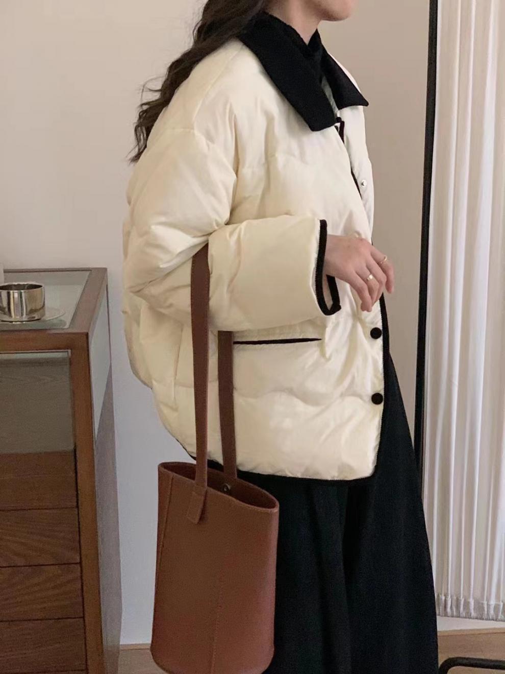 Lapel Dongdaemun light down cotton-padded jacket for women, short chanel-style cotton-padded jacket, casual coat for winter pic 18