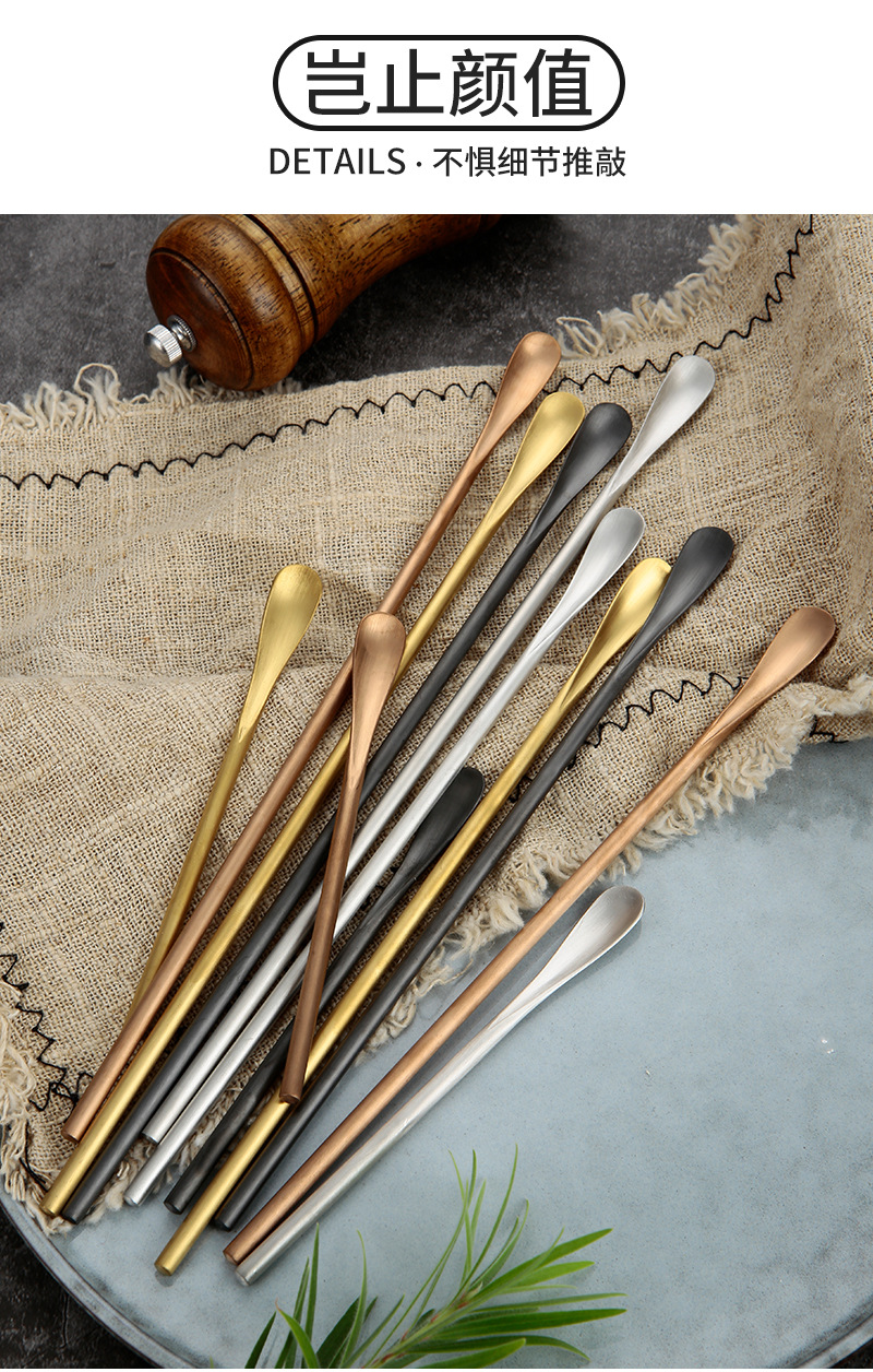 Japanese stainless steel stirring spoon 304, coffee small spoon, long handle, bee dessert ice spoon, stirring rod, cocktail bar pic 12