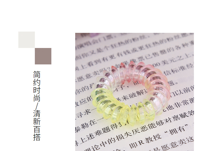 新款果冻三色电话线发圈创意弹力儿童头饰发箍头绳饰品批发外贸详情5
