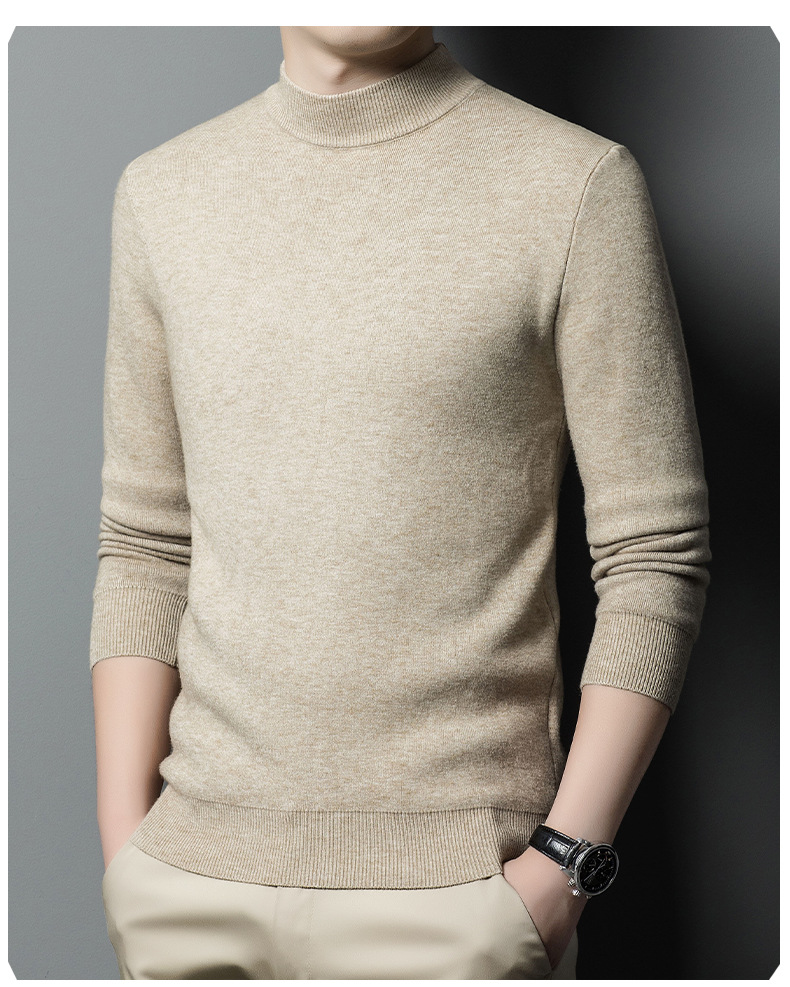 Imitación cashmere otoño invierno hombre suéter de cuello medio alto hombre joven slim legging jersey hombre pic 8