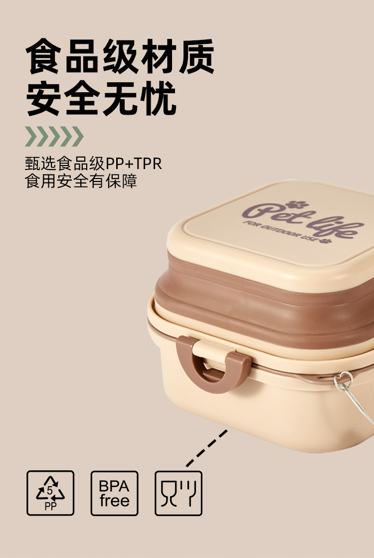 Wholesale large outdoor folding bowls, double-layer drinking and eating bowls, pet food utensils and medicine boxes for going out, camping bowls for cute pets, large outdoor folding bowls pic 6