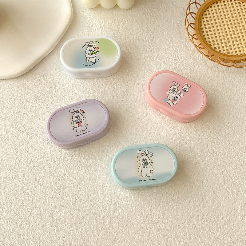 Cartoon Rabbit contact lens case, cute, portable, small and simple beauty contact box and care box JH884, exclusively for foreign trade pic 3