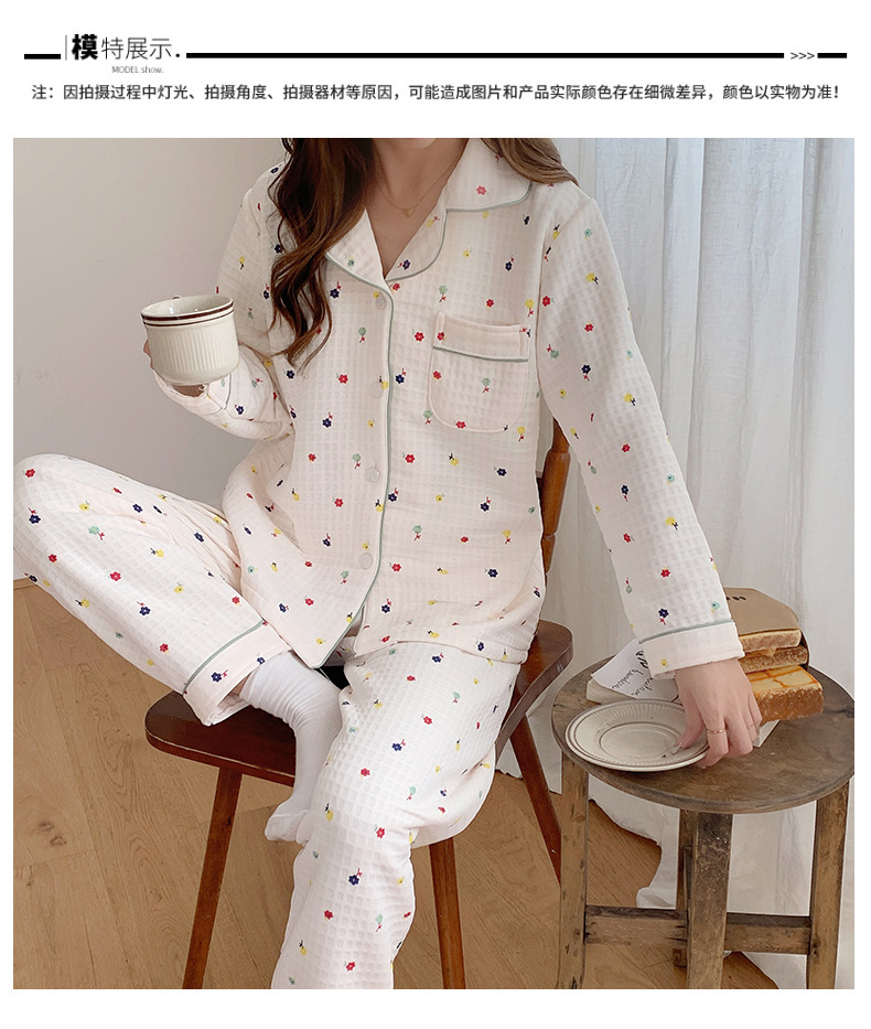 棉睡衣秋冬季睡衣女空气夹层开衫少女款可爱卡通印花家居服套装详情5
