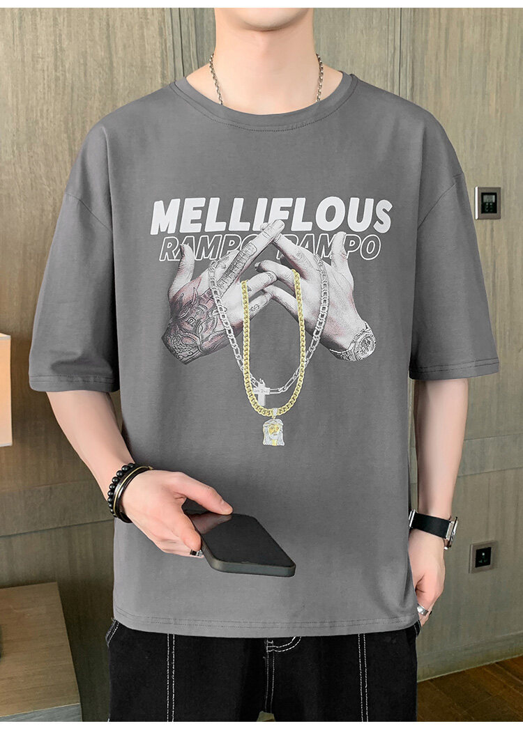 短袖t恤男士夏季潮流休闲半袖体恤宽松打底衫内搭印花潮牌男装详情19