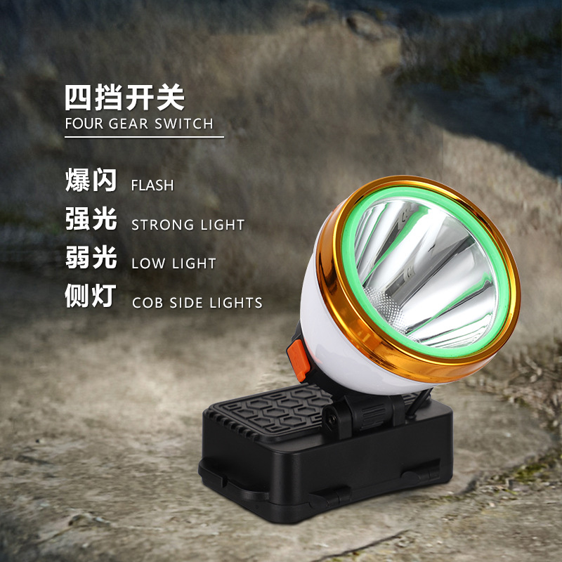 Cross-border LED strong bald head lamp, outdoor charging, camping sensor night fishing, home head-mounted mining headlamp pic 2