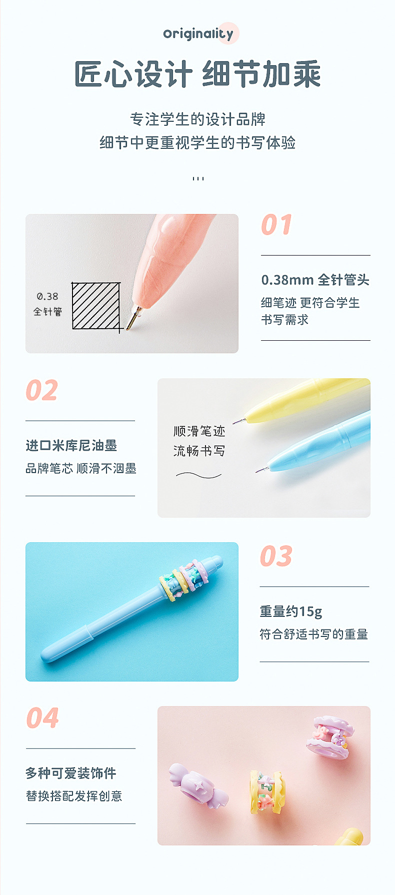 儿童减压转转笔盲盒中性笔创意旋转卡通可爱少女心造型学生解压笔详情12