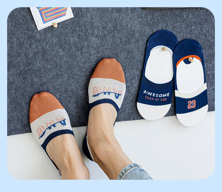 Wholesale of 2023 new invisible sock alphanumeric fashion trend cotton comfortable and breathable short boat socks for men and women pic 13