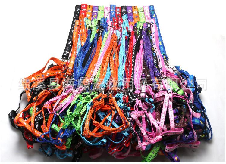 Wholesale patch dog leashes, printed dog chains, leashes, chest straps, small and medium-sized dog walking leashes, dog chains, collars pic 1
