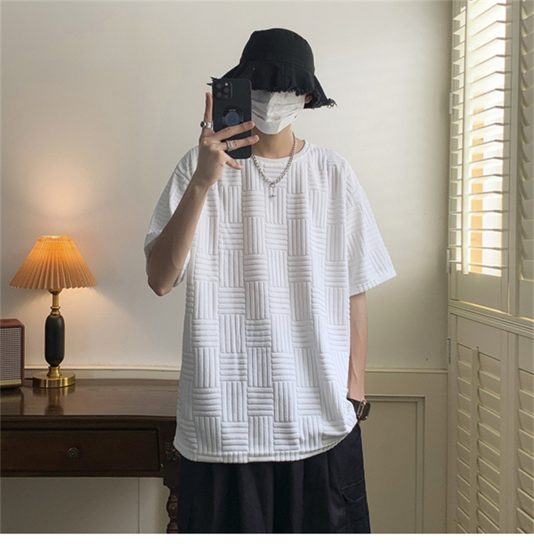 Summer short-sleeved T-shirt for men, Korean style loose and trendy, bf versatile, Hong Kong-style student simple round-neck five-quarter sleeve T-shirt pic 5
