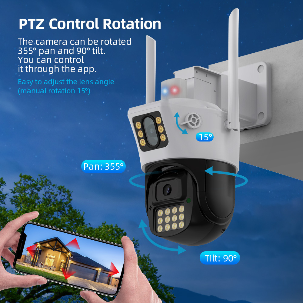 ICSEE dual-camera gun ball surveillance camera, a 360-degree home outdoor high-definition monitor with no blind spots pic 5