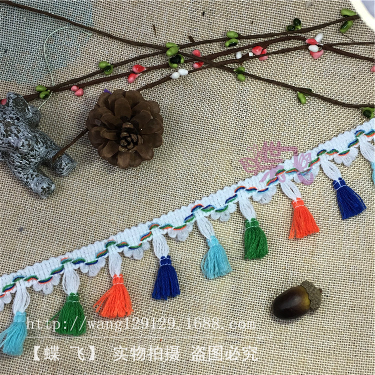 Factory B50 Colorful three-flower flowered tassel broom lace four-color broom DIY handmade clothing accessories lace webbing pic 17