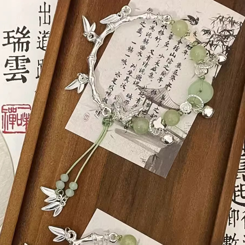 New Chinese-style bamboo joint butterfly bracelet for girls, ancient style, high appearance level, student party bracelet, light luxury, niche and exquisite jewelry pic 5