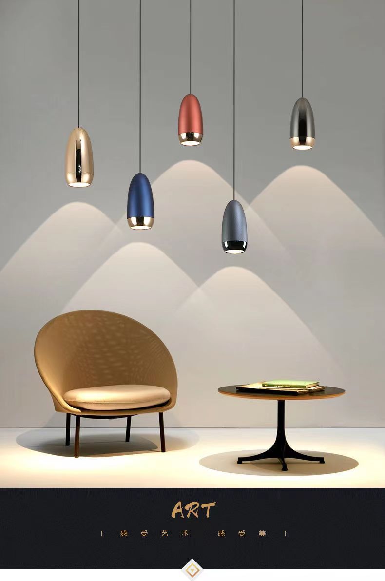 Colgante postmoderno ajuste de cabeza única luz y sombra pequeña lámpara colgante dormitorio nórdico estudio elevación de cabeza de cama comedor bar pic 1