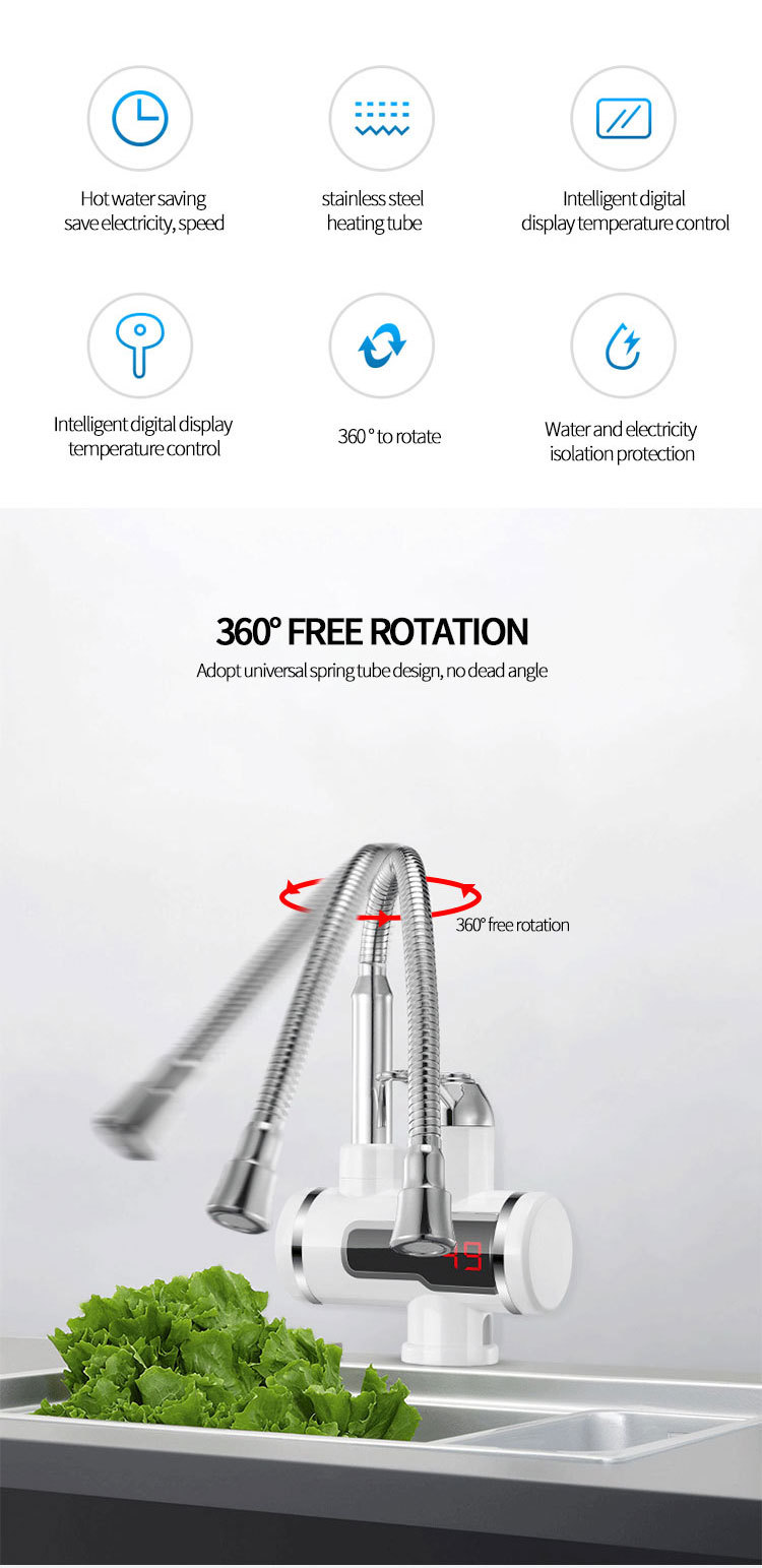 Factory direct sales of smart electric water faucet, instant heating type, rapid heating, digital display electric water heater faucet pic 34