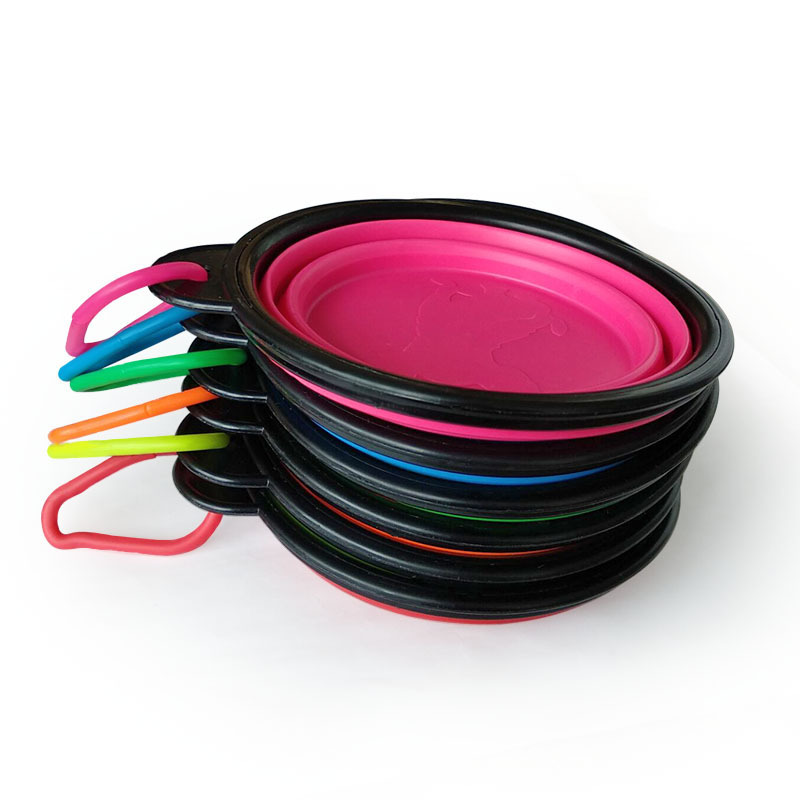 Folding bowl for dog outdoor travel, black-framed dog food bowl, dog water bowl with buckle, tpr anti-choking bowl pic 8