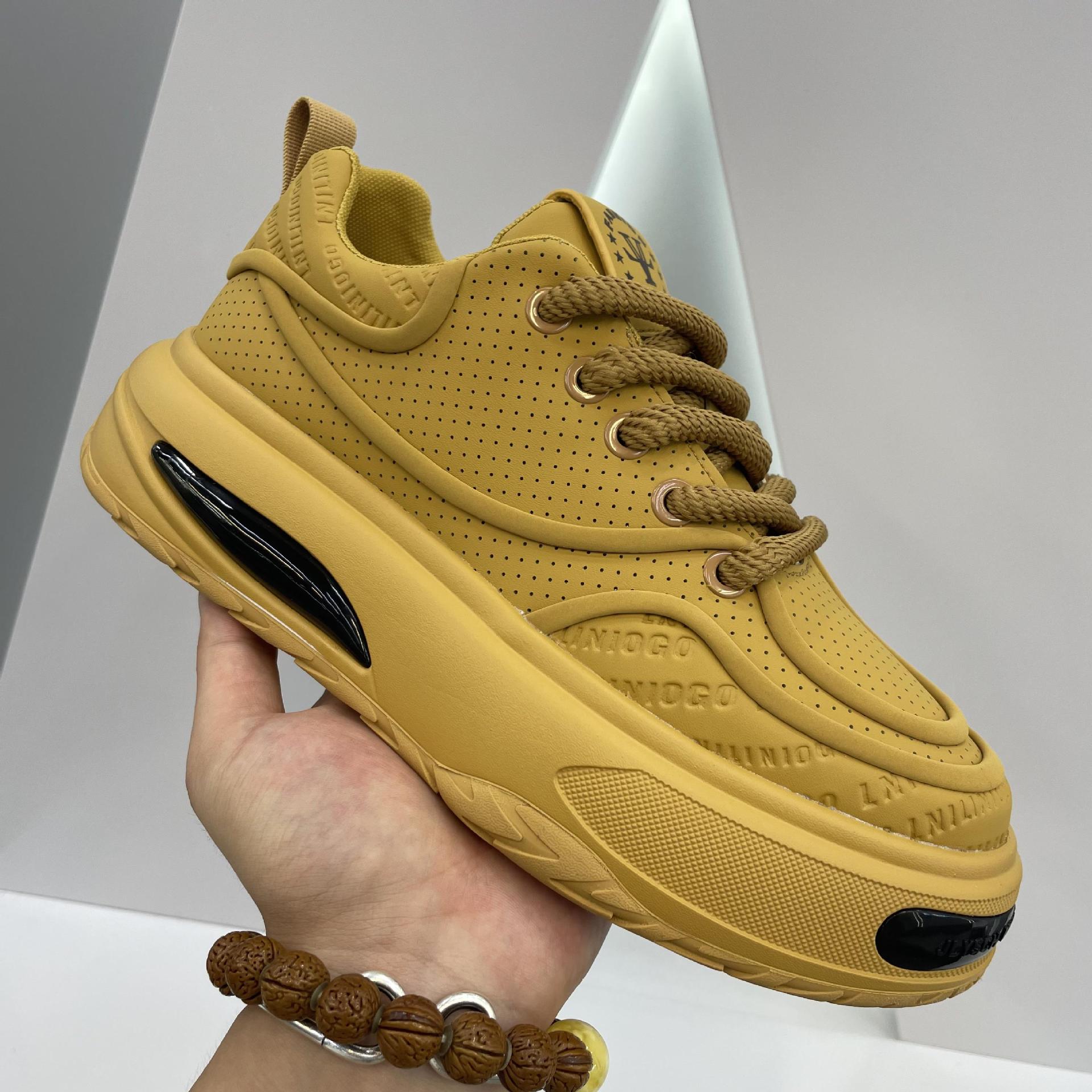 秋季新款男鞋系带低帮跑步鞋潮流鞋子增高印花时尚透气老爹鞋软底详情32