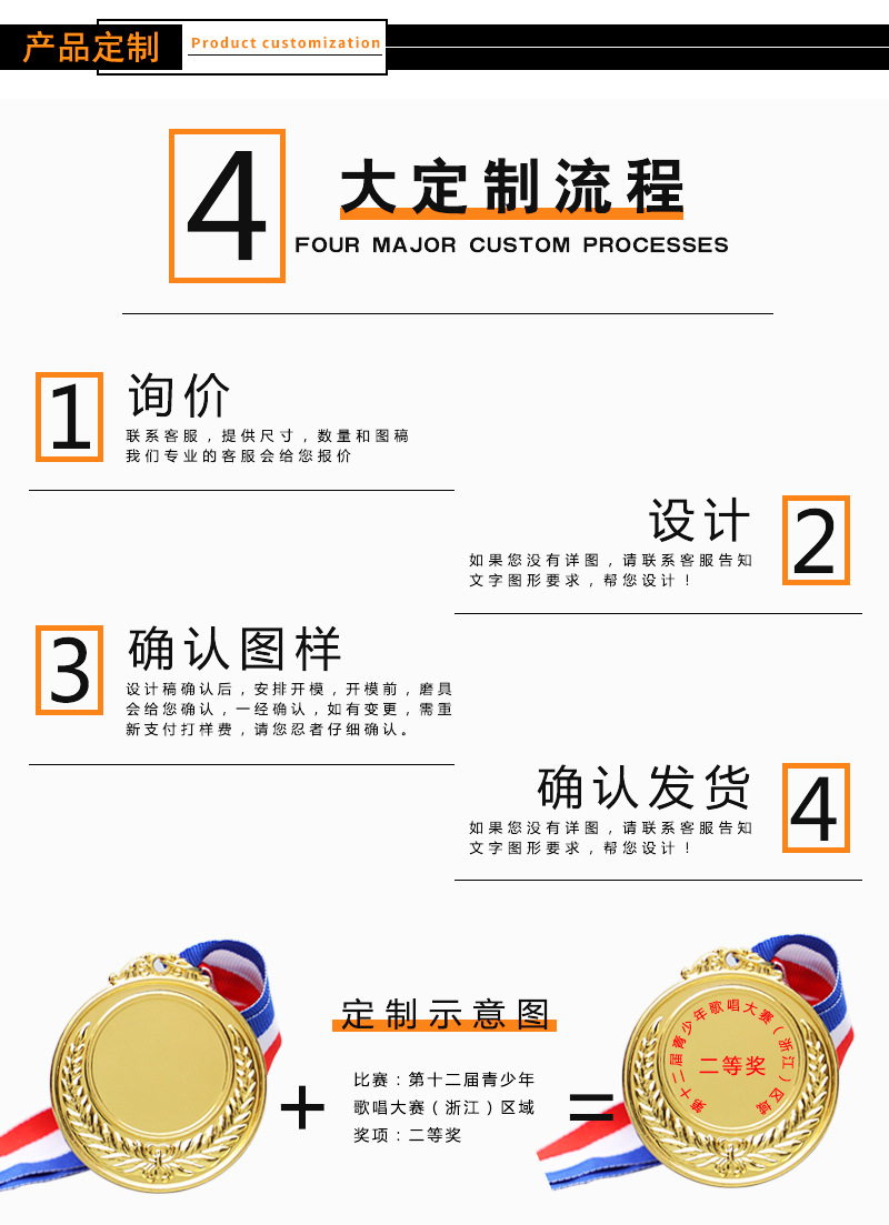 Ready-made universal metal MEDALS, marathon race wheat ear MEDALS, customized school sports meeting competition, kindergarten pic 4