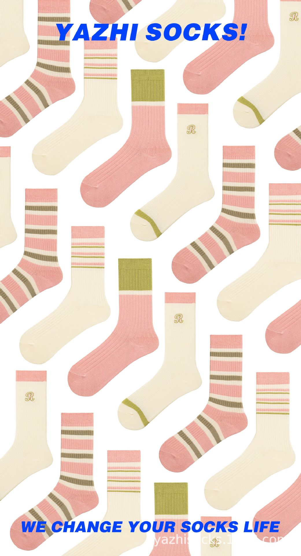 YAZHI 夏季薄款中筒女袜可爱少女粉色奶油风刺绣百搭棉袜双针袜子详情2