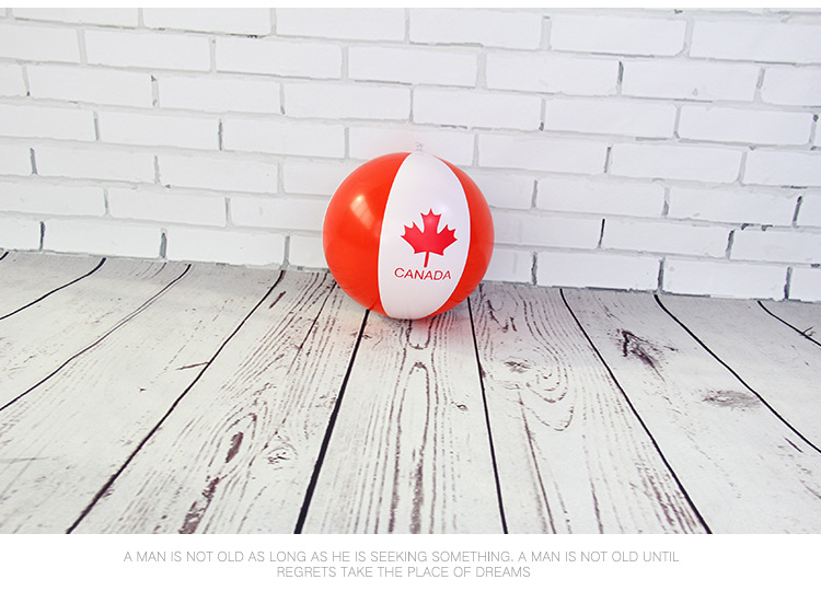 虹雨® 厂家定制logo枫树叶红色pvc充气球促销广告球CANADA加拿大沙滩球详情13