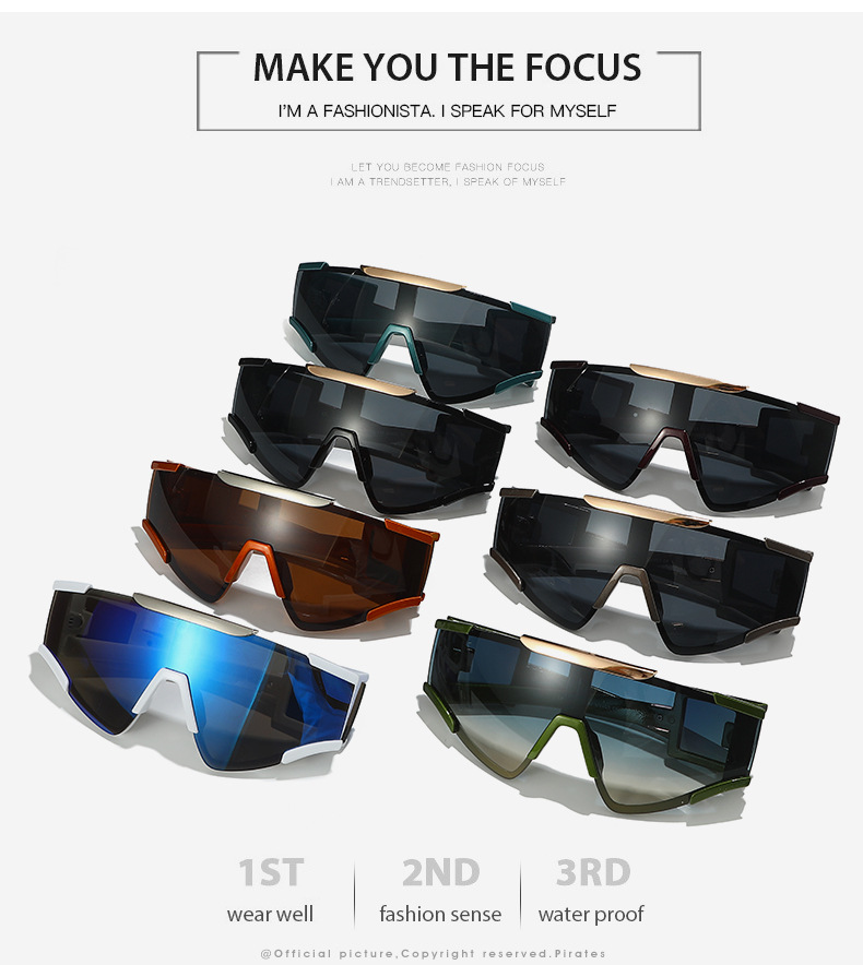 2023新品巴尔家个性骑行运动太阳镜  跨境一体多镜片三角时尚墨镜详情3