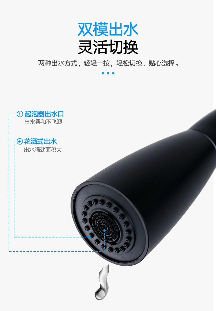 Oulian kitchen faucet pull-out splash-proof head, cold and hot household kitchen sink, stainless steel faucet rotating pic 6