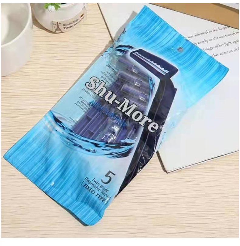 Factory direct sales of disposable razors for hotels, stainless steel disposable shavers, comfortable handles, double-layer blades pic 9
