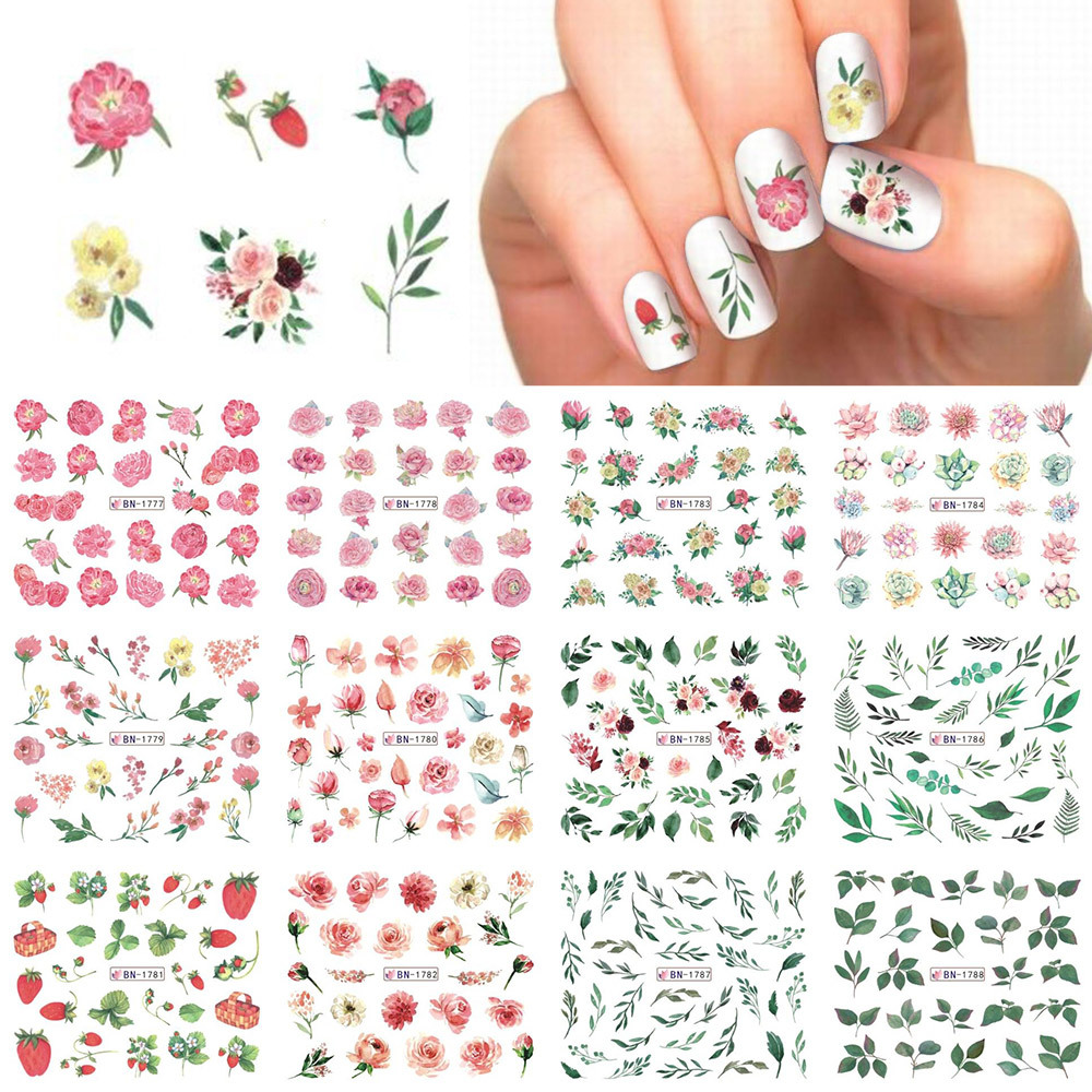 New cross-border nail stickers for ins Spring and summer: Colorful floral, fruit, butterfly, fresh watermark nail stickers pic 5