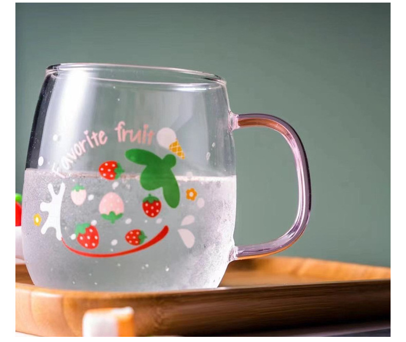 夏日饮品杯清新草莓吸管杯办公耐热玻璃杯学生闺蜜水杯一件代发详情21