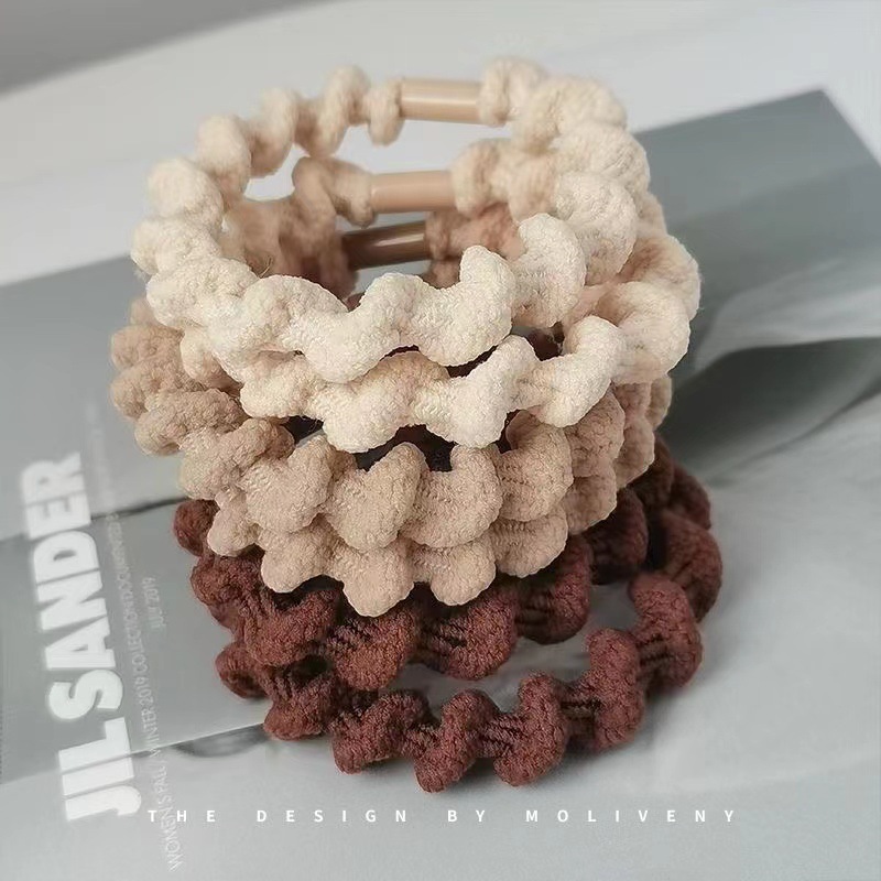 Chocolate thread hair tie, high elasticity, thick and durable rubber band, no damage to hair. High ponytail bun hair tie, female pic 4