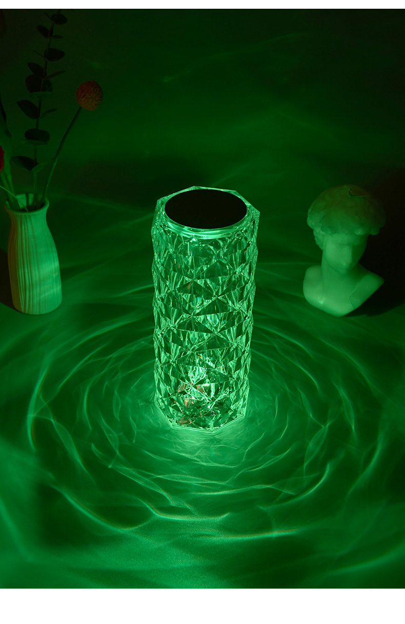 Three-color rose crystal lamp, ins diamond table lamp, bedside bedroom romantic atmosphere, night light, petal charging touch pic 10