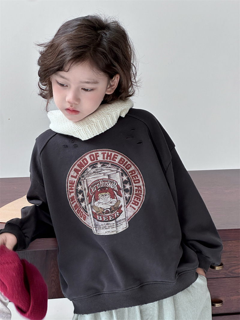 2024秋季新款韩版儿童宽松卫衣男女童百搭印花圆领套头上衣潮详情10