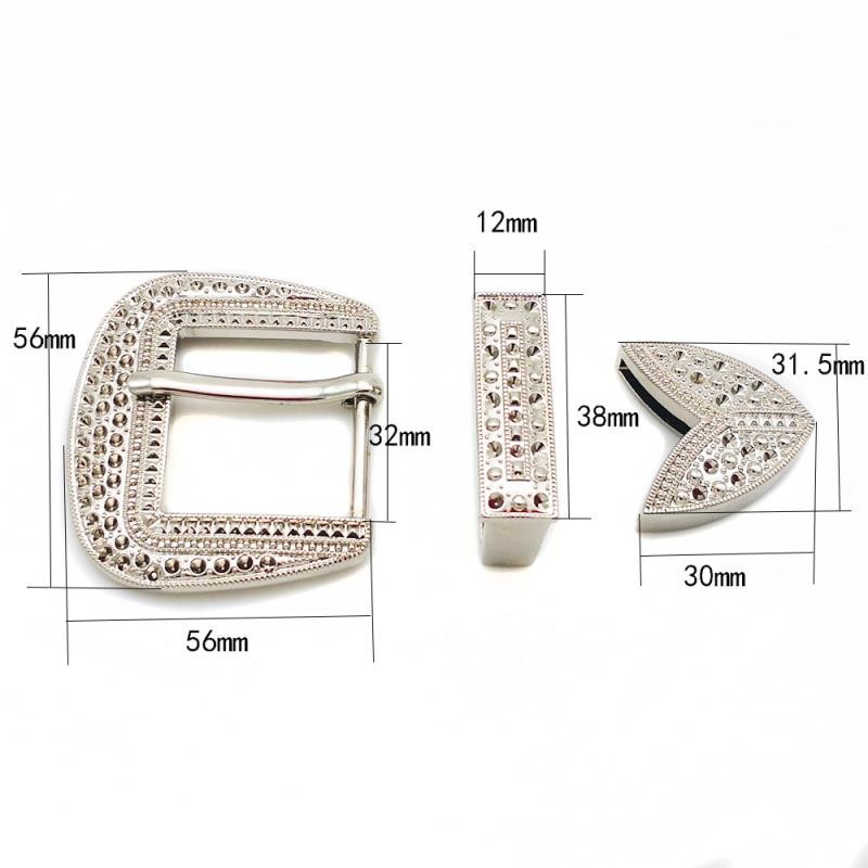 32mm zinc alloy belt buckles for women from Japan, South Korea, Europe and America, diamond three-piece set, factory direct sales pic 4
