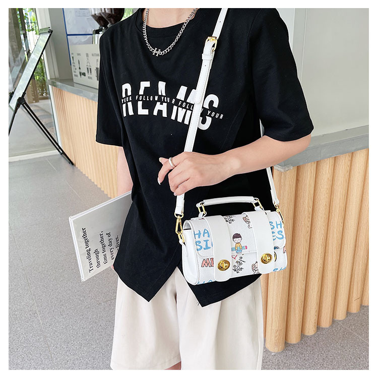 PU popular hand-held small bag for girls 2021 new Korean style fashion graffiti Instagram teenage girl single-shoulder crossbody pillow bag pic 17