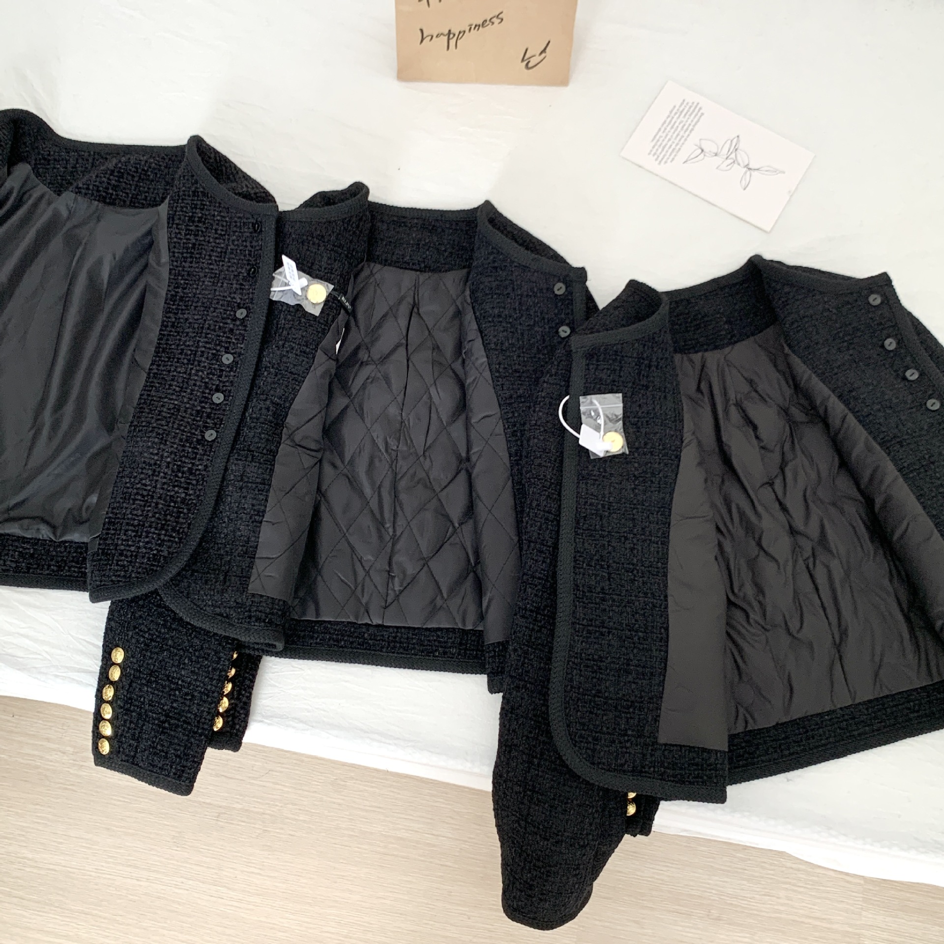 同款~黑色小香风短外套女23秋冬新款粗花呢六扣双口袋详情19