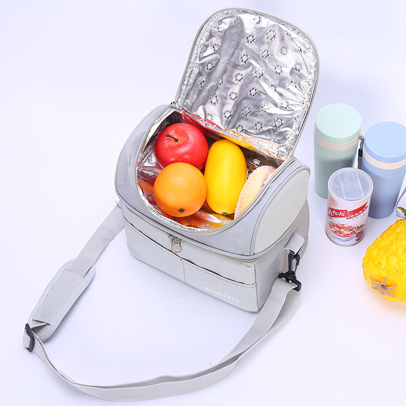 Customized double-layer insulated bags, insulated packs, simple and creative ice packs, waterproof bento packs, hand-held bags, aluminum mold bento meal packs pic 19