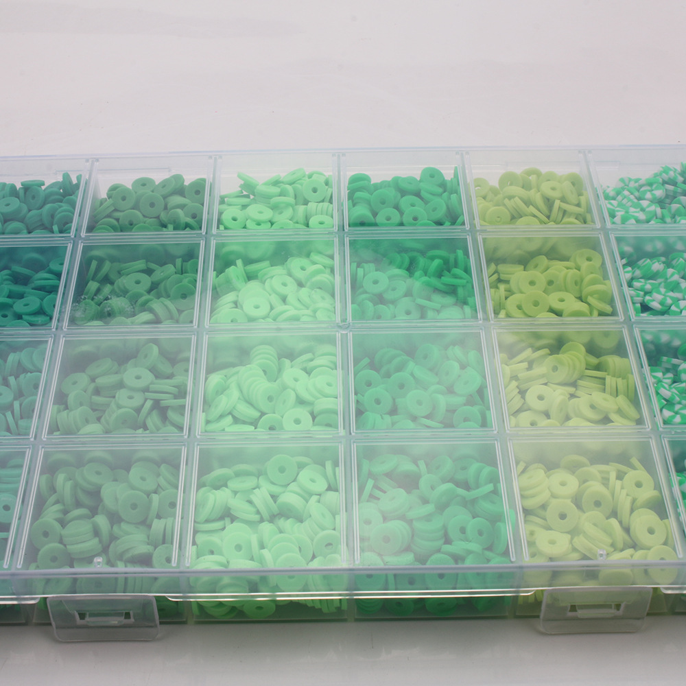 软陶片串珠渐变单色6mm 饰品DIY手链项链饰品配件24格软陶片盒装详情21