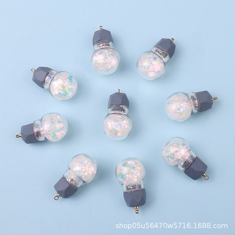 Resin glitter small light bulbs, pendants, earrings, necklaces, keychains, handmade materials, DIY jewelry, small accessories wholesale pic 5