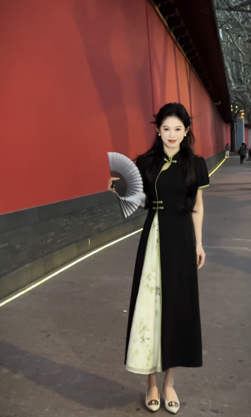 设计感精致新中式显瘦旗袍连衣裙女2024夏季新款开叉拼接时尚长裙详情7