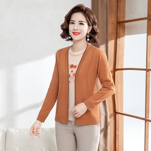 洋气妈妈装夏季短袖翻领T恤中老年人夏装宽松大码时尚印花小衫薄详情17