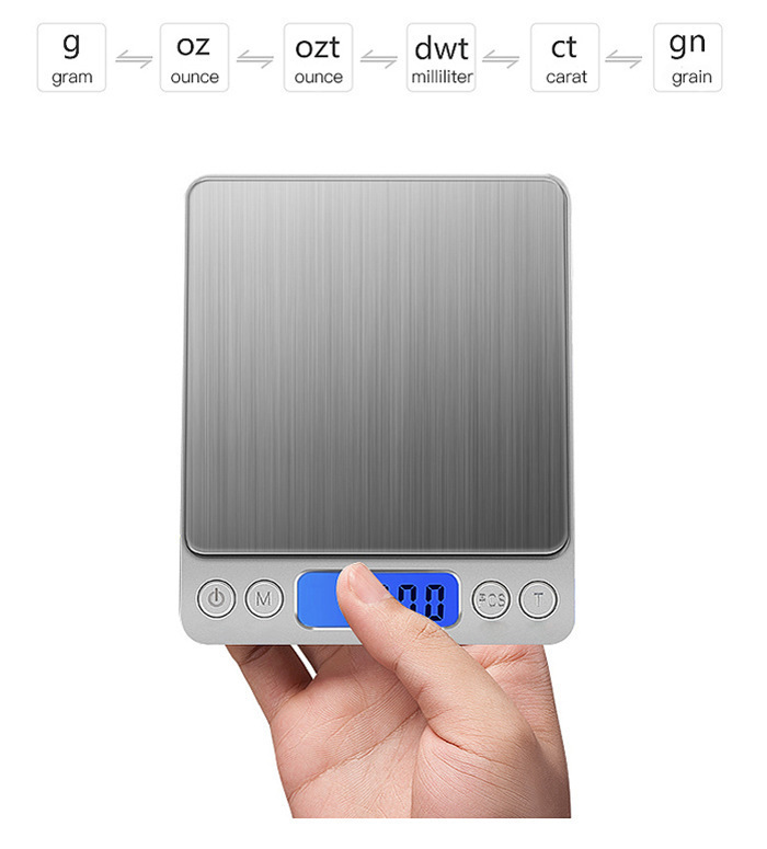 I2000不锈钢电子秤烘焙厨房秤高精度珠宝秤便携口袋克称厂家直供详情11