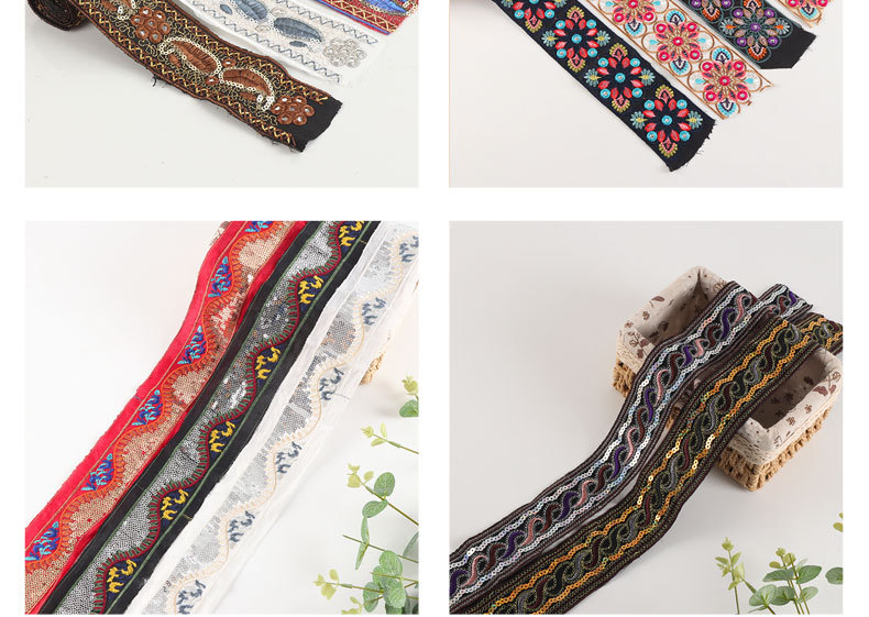 Wholesale of 4cm golden strand embroidery lace accessories, ethnic-style clothing, Hanfu, cheongsam accessories, barcode webbing pic 14